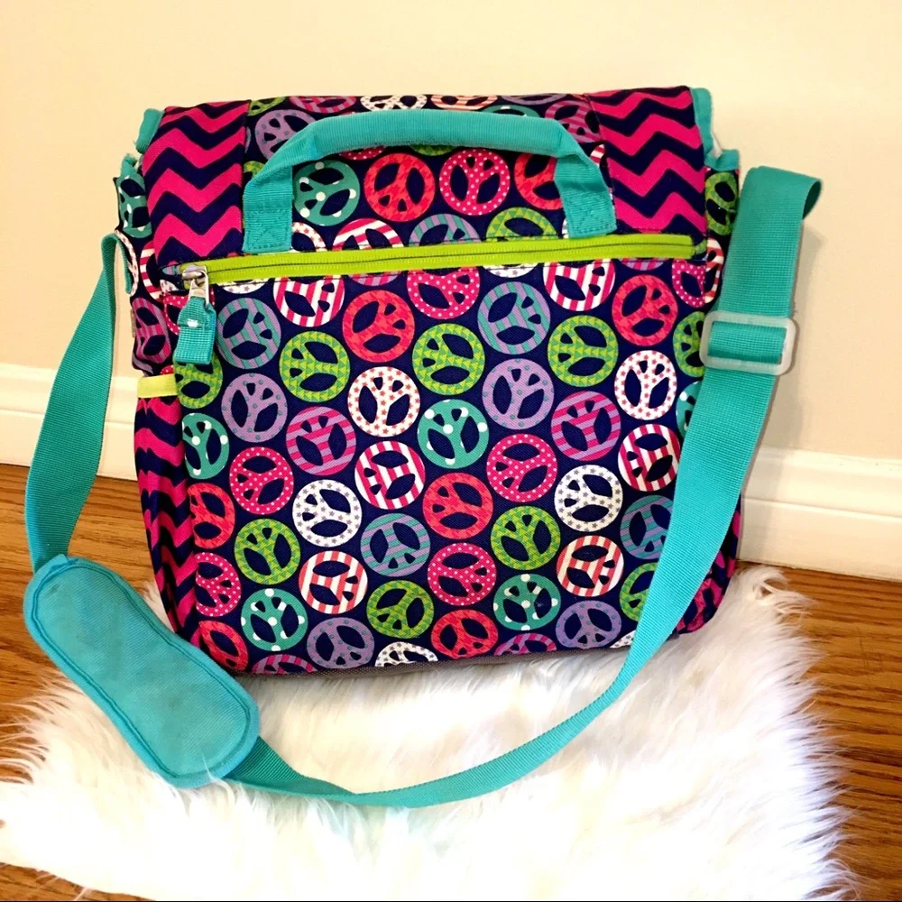 Garnet Hill Kids Peace Sign Messenger School Bag